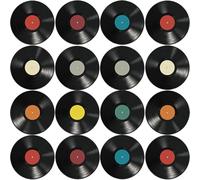 FOMIYES Lot de 16 disques vinyles vierges rétro - Autocollants muraux rétro esthétiques - Faux disques vinyles des années 1950 - Décorations de fête rock and roll