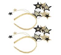 FOMIYES Lot de 2 Bandeaux à Paillettes Noirs et Or Étoiles à Cinq Branches Accessoires de Tête Festifs pour Femmes pour Nouvel An Anniversaires et Fêtes - Serrage-Têtes Brillants et