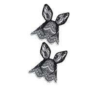 FOMIYES Lot de 2 Bandeaux Oreilles de Lapin et Chat en Dentelle Noire, Taille Unique, Voile Délicat, Accessoires Cheveux Fête et Cosplay pour Femmes et Filles