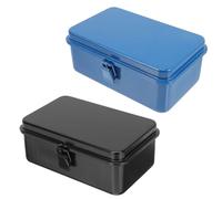 FOMIYES Lot de 2 Boîtes à Outils Portables en Métal Robuste 190 Mini Boîte Bleue Organiseur et Coffre à Outils pour Voiture Rangement Maison et Atelier Conteneur de Rangement Solide