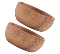 FOMIYES Lot de 2 Bols en Bois D'acacia 8x3,5 Cm, Saladiers Multifonctions pour Salade et Soupe, Plateau Rond Naturel Cuisine et Service à Domicile Hôtel