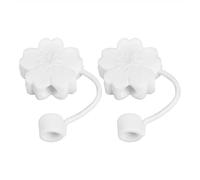 FOMIYES Lot de 2 Bouchons de Paille en Silicone Blanc Forme Adorable, Couvre-embouts Anti-poussière Étanche pour Pailles 6-8 Mm, Accessoires Réutilisables pour Boissons Maison et