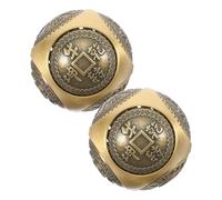 FOMIYES Lot de 2 Boules de Baoding en Laiton 36mm avec Relief Hexagonal, Boules D'exercice Antistress Massage pour Mains, Outil de Thérapie et Bien-être, Décoration Feng Shui, Relaxation