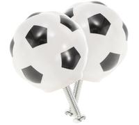 FOMIYES Lot de 2 Boutons de Tiroir en Céramique Football Décoratifs, Poignées de Meuble Résistantes à L'usure, Accessoires pour Commode et Armoire, Design Cartoon, Diamètre 3,5 Cm, Usage