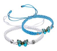 FOMIYES Lot de 2 Bracelets Tressés pour Couples Ajustables Bracelets Assortis en Corde Résistante Bleu et Blanc Présent pour Relations Amoureuses et Occasions Spéciales