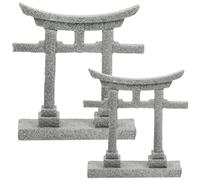 FOMIYES Lot de 2 cachettes de crevettes en argile pour portail torii japonais Shinto Sanctuaire architectural chinois Décoration d'aquarium Paysage Décoration de jardin Asie