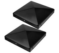 FOMIYES Lot de 2 Capuchons de Poteau de Terrasse Carrés 14 Cm en Fer Résistant aux Intempéries, Embouts Décoratifs Pyramides pour Clôture Extérieure, Cache-poteaux pour Jardin et Portail