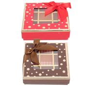 FOMIYES Lot de 2 Coffrets Chocolat 9 Compartiments Boîte d'Emballage Présent Rouge et Noir 12X12X4 CM Boîte à Friandises Saint-Valentin et Anniversaire Coffret Bonbons Romantique en