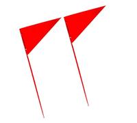 FOMIYES Lot de 2 Drapeaux Triangulaires en Fer Rouge pour Athlétisme Marqueurs de Lancer du Poids Bâton Solide Facile à Insérer pour Compétitions et Sports Scolaires en Plein Air