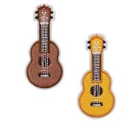 FOMIYES Lot de 2 Écussons à Coudre Guitare Patch Broderie Jaune et Marron, Accessoires Couture pour Réparation Vêtements, Décorations DIY pour Hauts, Jeans et Paquet, Patchs Personnalisés
