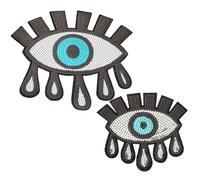 FOMIYES Lot de 2 Écussons à Paillettes en Tissu à Coller ou Coudre Motif Œil Grosse et Petite Taille Accessoires Décoratifs pour Vêtements Paquet et Chapeaux Patchs à Paillettes pour