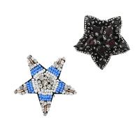 FOMIYES Lot de 2 Écussons Strass DIY en Cristal Appliques Brodées Décoratives 5 Étoiles Noir Brillant et Bleu Blanc Accessoires pour Vêtements Paquet et Chaussures Patchs