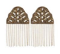 FOMIYES Lot de 2 Épaulettes à Franges Métalliques Dorées Pompons et Pierres Décoratives Accessoires de Costume pour Tailleur Cosplay et Uniforme Décorations d'Épaule Élégantes et