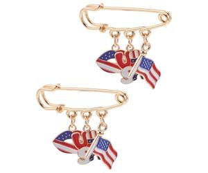 FOMIYES Lot de 2 Épingles à Chapeau Drapeau Américain Brillantes et Légères, Broches Patriotiques pour Fête de L’indépendance, Événements Politiques et Tenue Costume, Insignes Revers