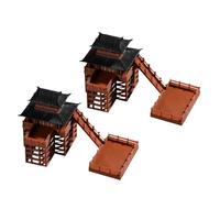 FOMIYES Lot de 2 Figurines Miniatures de Pagode en Résine, Modèle 3D de Maison sur Pilotis Chinoise à Deux Étages, Petite Décoration Zen pour Jardin, Bonsaï et Terrarium, Ornements