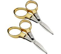 FOMIYES Lot de 2 Mini Ciseaux Pliants en Inox Doré, Légers et Compacts, Ciseaux de Voyage Multifonctions pour Maison, Bureau et Couture, Sécurité Lame Rétractable, Outils de Coupe