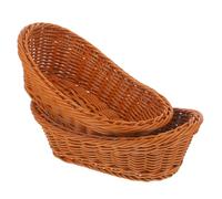 FOMIYES Lot de 2 Paniers en Imitation Rotin Tressé pour Rangement de Fruits et, Accessoires Cuisine et Buffet, Marron Clair, Usage Quotidien Réutilisable