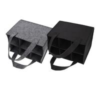 FOMIYES Lot de 2 Paquet à Vin en Feutre Séparateur pour 6 Bouteilles, Porte-Bouteilles Portable, Poignée de Transport, Couleurs Noir et Gris, pour Présent et Transport Sécurisé