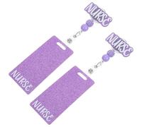 FOMIYES Lot de 2 Porte-badges D'identification Rétractables en Acrylique Violet Pailleté, Clip pour Enrouleur de Badge Médical, Détendeur Rapide pour Personnel Infirmier et Milieu
