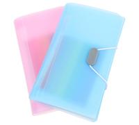 FOMIYES Lot de 2 Porte-Documents A6 pour Factures 13 Compartiments Organiseur de Factures de Bureau Portable Pochettes en Matériau Solide Couleurs Bleu et Rose Cordon de Transport
