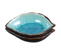 FOMIYES Lot de 2 Porte-louche en Céramique Forme Feuille, Support Ustensiles la Cuisine Compact Bleu Lac, Porte-cuillère Café Pratique pour Plan de Travail et Plaque de Cuisson,