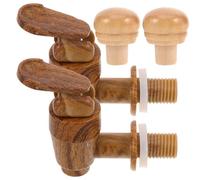 FOMIYES Lot de 2 Sets de Robinets Multifonctions Imitation Bois 2 Bouchons en Liège pour Tonneau de Vin, Accessoires Pratiques et Étanches pour Fût à Bière ou Vin, Kit de Remplacement