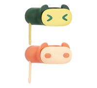 FOMIYES Lot de 2 Supports Porte-balais Muraux sans Perçage en Plastique, Crochet Suspendu Vert et Orange, Rangement Multifonction pour Balais, Serpillières et Accessoires Ménagers,