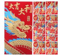 FOMIYES Lot de 24 Pochettes Rouges Traditionnelles du Nouvel An 2024 Format 170X90Mm Papier Imprimé Dragon Doré Mat Bleu Enveloppes Amulette pour Fête du Printemps et Présents Festifs