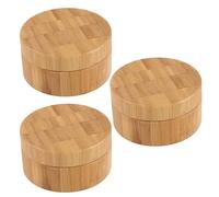 FOMIYES Lot de 3 Boîtes à Poudre Vides en Bambou 30 Ml Tamis Séparateur et Houppettes, Étui Rechargeable Compact pour Maquillage du Visage, pour Voyage et Trousse de Maquillage Portable