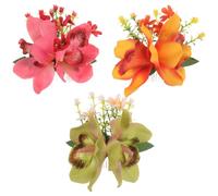 FOMIYES Lot de 3 coiffes de mariée hawaïennes Luau - Peignes à cheveux en fleurs - Épingle à cheveux en fausse orchidée - Barrettes artificielles - Coiffes pour mariage, femmes, filles et mariées