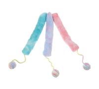 FOMIYES Lot de 3 Coussins pour Chat en Peluche Douce Multicolore avec Bâtonnet à Mâcher et Balle Intégrée, Jouets Interactifs pour Chatons Stimulant Le Jeu Intérieur Dentition