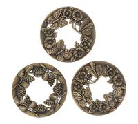 FOMIYES Lot de 3 Couvercles pour Pot à Bougie en Métal Bronze Vintage 8 Cm, Abat-jour Décoratif Motifs Reliefs, Combustion Uniforme et Protection Éclaboussures pour Décoration Intérieure