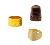 FOMIYES Lot de 3 Dés à Coudre en Alliage Métal Cuivre Doré et Rose, Protection Doigts Anneaux Broderie, Outil Couture Pratique pour Travaux Manuels, Fournitures Couture Bricolage
