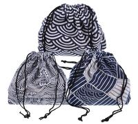 FOMIYES Lot de 3 Paquet à Lunch à Cordon Style Japonerie, Légers et Réutilisables, Pochette pour Boîte à Lunch, pour École, Bureau et Pique-niques, Assortiment Bdd26, Bdd27, Bdd28