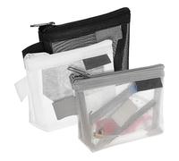 FOMIYES Lot de 3 Porte-Monnaie en Filet à Fermeture Éclair, Mini Pochettes Nylon Triangulaires Noir Blanc Gris, Organisateurs Compacts pour Femmes, Rangement Quotidien et Voyage,