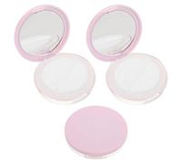 FOMIYES Lot de 3 sets de Poudriers Rechargeables 5 G avec Houppette Boîtier Compact Rose avec Miroir Intégré Petit Pot de Poudre Portable Maquillage et Voyage