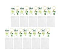 FOMIYES Lot de 30 Set de Porte-clés Saint-patrick 4 Feuilles en Métal Vert, Sachets Organza et Étiquettes, Accessoires Festifs Irlandais pour Décoration de Fête et Présents Célébration