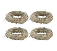 FOMIYES Lot de 4 Anneaux à Mâcher Naturels en Herbe pour Lapins et Hamsters, Dentaire Bio, Format Compact, Couleur Bois, pour Soin des Dents et Mastication Saine des Petits Animaux