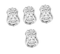 FOMIYES Lot De 4 Badges De Police Bijoux Fantaisie Pour Hommes Broche Steampunk Badge Décoratif Bijoux Fantaisie Breloque Épingles De Police Broche Pointe Capuchon En Métal