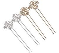 FOMIYES Lot De 4 Bâtons à Cheveux Pour Chignons, Style Ancien, Métal Doré Et Argenté, Accessoires Pour Cheveux Chinois, u Forme, Pour Coiffures Traditionnelles Et Cérémonies