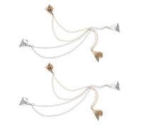 FOMIYES Lot de 4 Broches à Pompon Triangulaires Chaînette Pendante en Métal Couleurs Or et Argenté Épingle de Col Vintage pour Costume Chemise et Smoking Accessoires Unisexes