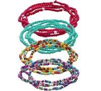 FOMIYES Lot de 4 Chaînes de Taille Élastiques Colorées en Perles Africaines Faites Main Chaînes de Corps pour Femmes Accessoires Plage et Été Perles de Ventre Multicolores pour Bikini