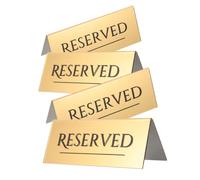 FOMIYES Lot de 4 Panneaux de Réservation de Table « Réservé » en Acrylique Doré 17 X 6,5 Cm, pour Décoration Mariage et Restaurant, Cartes Polyvalentes pour Chaises et Organisation