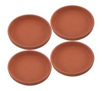 FOMIYES Lot de 4 Petites Soucoupes Rondes en Terre Cuite pour Plantes D'intérieur et Jardin, Plateau en Argile Artisanal Drainage et Prévention Pourriture des Racines