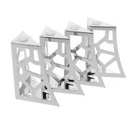 FOMIYES Lot de 4 Pieds de Meubles Métalliques Ajourés, 10 Cm Chromés, pour Canapé, Table Basse et Commode, Pieds de Remplacement Robustes et Design pour Salon et Rangement Cube