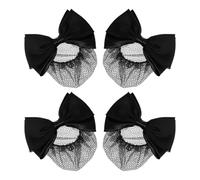 FOMIYES Lot de 4 Pinces à Cheveux Filet et Nœud, Clip à Ressort pour Maintien Fiable, Accessoires Chignon pour Femmes, Usage Professionnel et Cérémonies