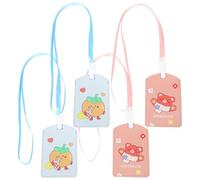 FOMIYES Lot de 4 Porte-badges Élève en Plastique Solide Motifs Dessin Animé, Étui de Protection Transparent pour Cartes D'identité, Cartes Repas et Accès, Usage Scolaire et Transports