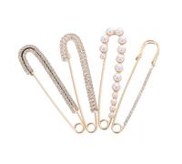 FOMIYES Lot De 4 Set De Broches Élégantes à Perles Et Cristaux En Métal, Épingles De Sûreté Polyvalentes Pour Femmes, Accessoires Mode Pour Pulls, Cardigans Et Pantalons, Clip De Serrage Décoratif