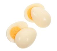 FOMIYES Lot de 4 Œufs Durs Factices en PVC Demi-œufs Mollets sans Coquille, Modèles Alimentaires Réalistes pour Jeux Cuisine et Photographie Culinaire, Accessoires Pédagogiques