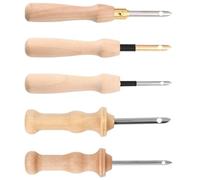 FOMIYES Lot de 5 Aiguilles à Poinçonner pour Broderie DIY Manches en Bois Outils de Couture Polyvalents pour Laine et Tissus Fins Kit de Broderie à L’Aiguille Adapté aux Débutants et